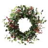 WREATH RATTAN 24″ W/ EUCALYPTUS & RED BERRIES